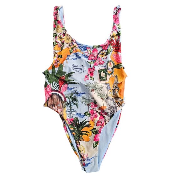 Agua Bendita Tribeca Ventura One-Piece Swimsuit, Scoop Back, Floral, Size Large - Picture 2 of 10